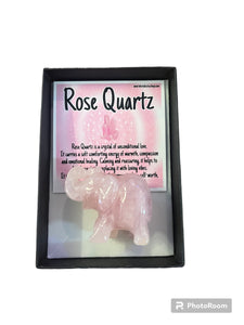 Rose Quartz Hand Carved Elephant