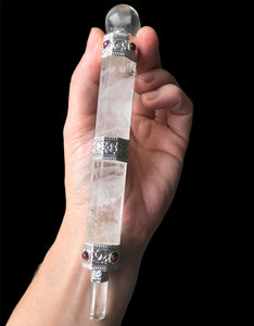 Clear Quartz Wand with Garnet