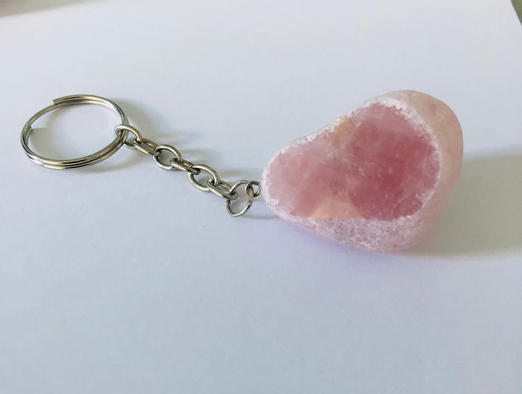 Rose Quartz dragon egg keyring