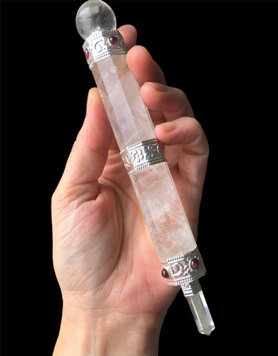 Clear Quartz Wand with Garnet