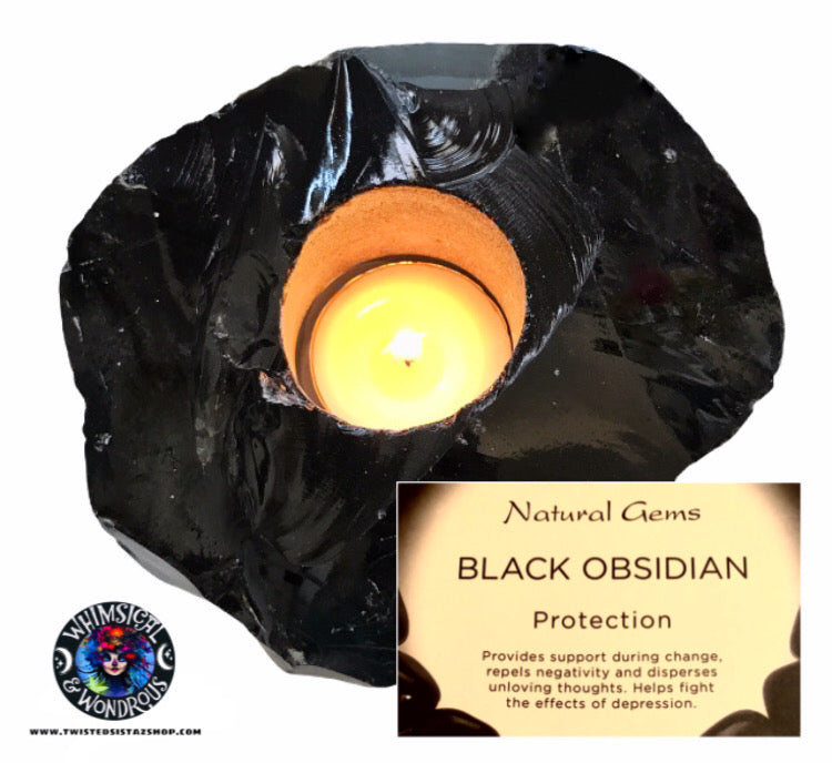 Black Obsidian Candle Holder