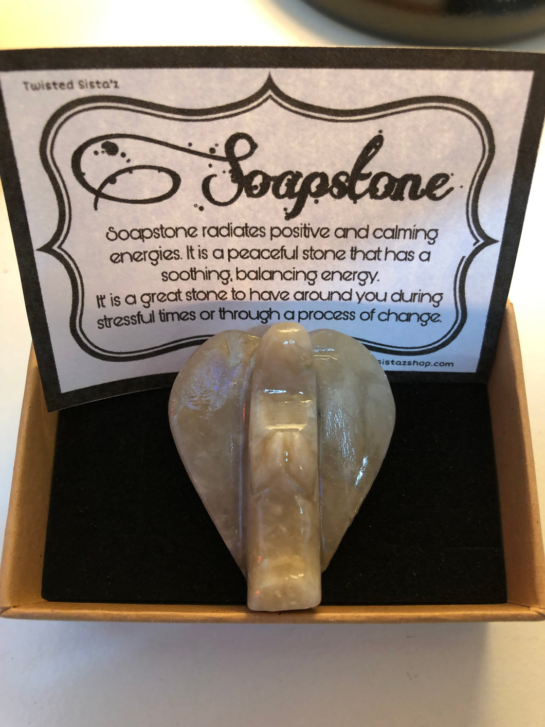 Soapstone carved angel gift boxed