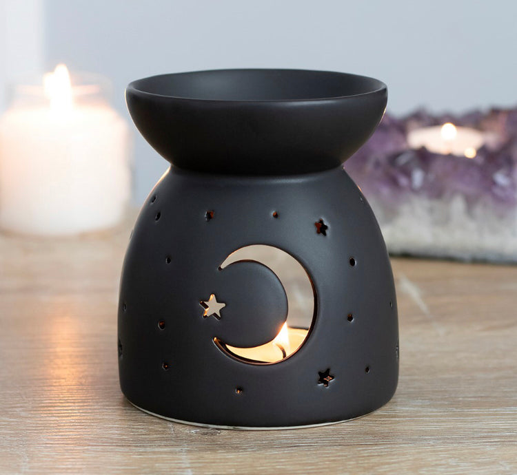 BLACK MYSTICAL MOON CUT OUT OIL BURNER