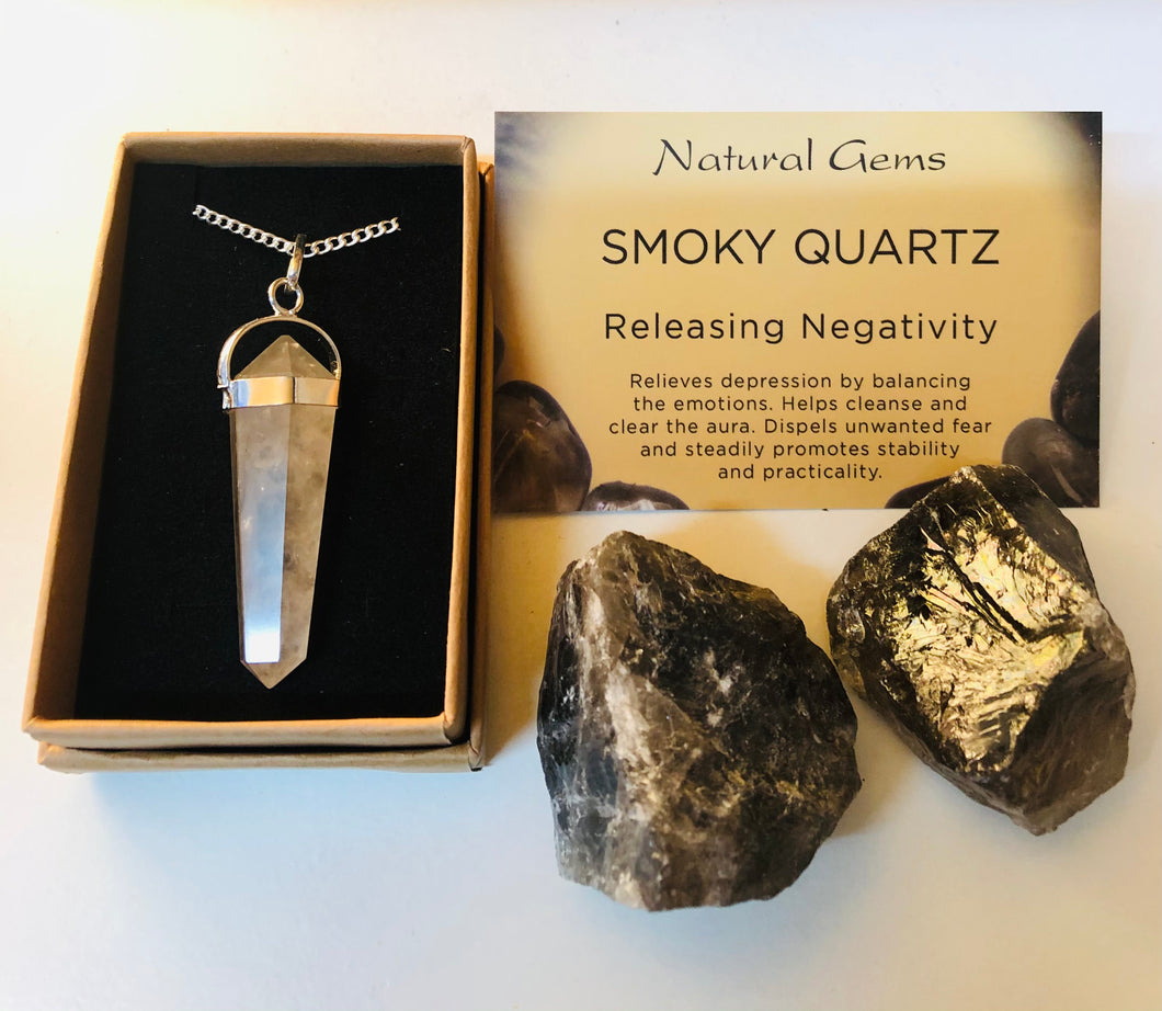 Smokey Quartz  double terminated point pendant