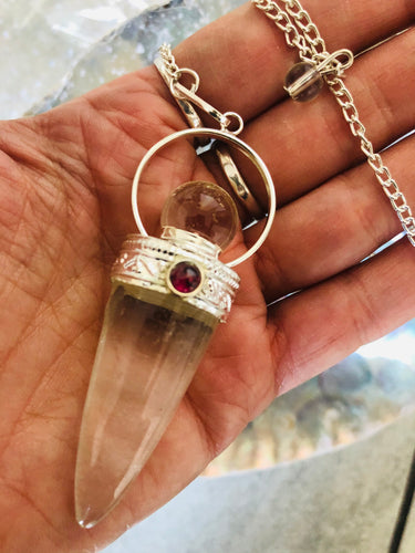 Clear Quartz and Garnet Pendulum