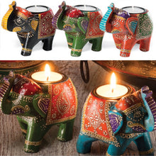 Load image into Gallery viewer, Fair trade hand painted elephant candle holder