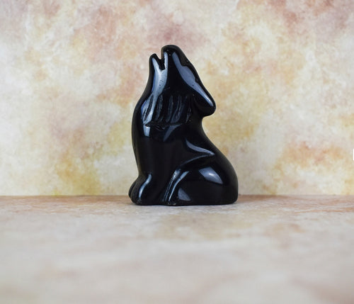 Black obsidian Hand Carved wolf