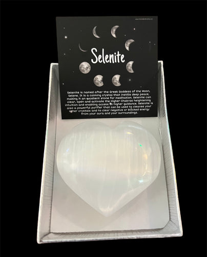 Selenite polished heart gift boxed