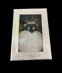 Selenite polished heart gift boxed