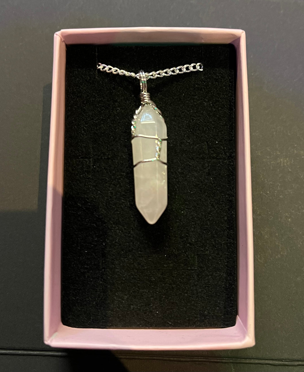 Rose Quartz  double terminated point pendant